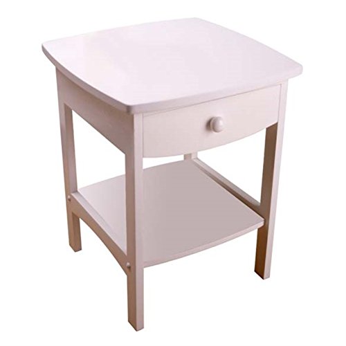 Ergode Claire Curved Nightstand - White | Versatile Bedroom Accent Table | Pull-Out Drawer & Bottom Shelf | (20315-VV)
